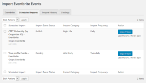 Scheduled Eventbrite Imports (Pro).