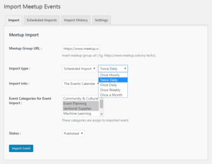 Import Meetup events (scheduled import)