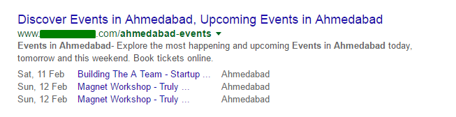 Google Event list Rich Snippet