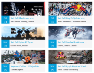 Facebook Events with 2 column layout.