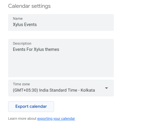 export calendar