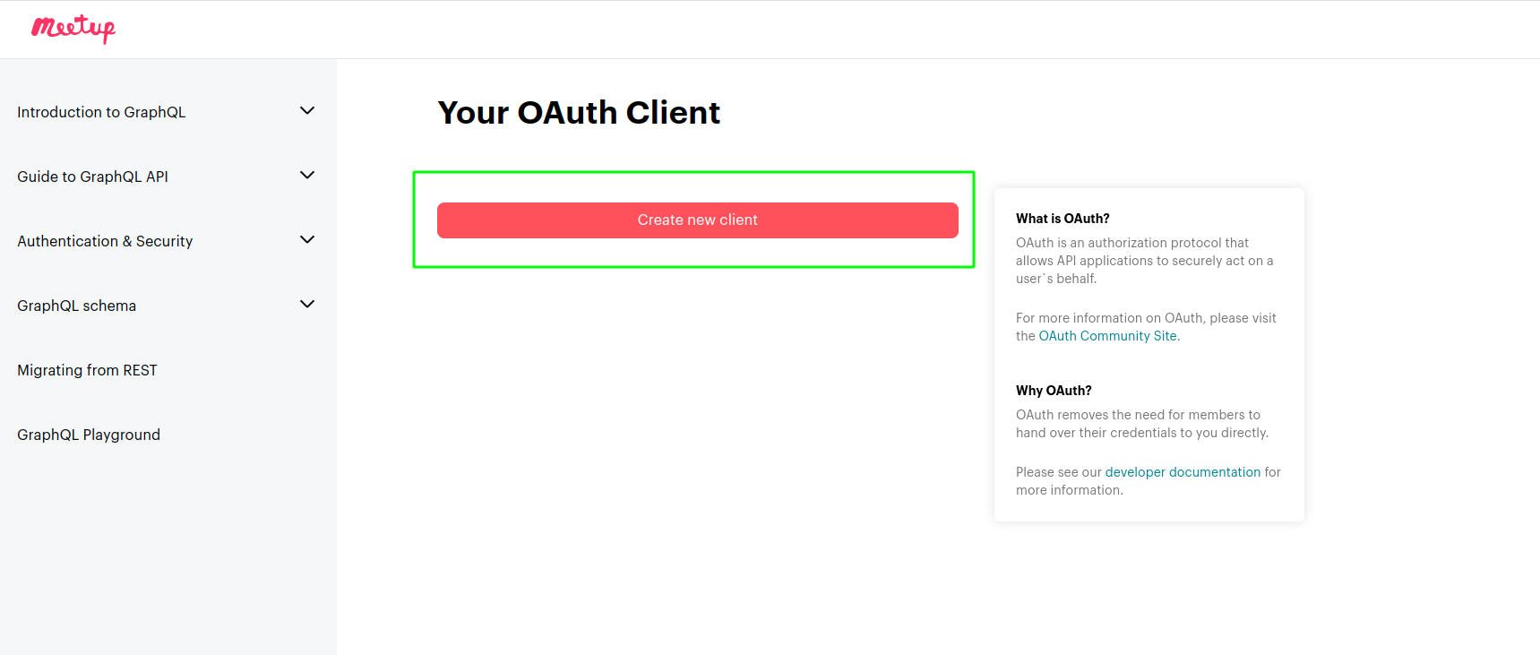 meetup OAuth