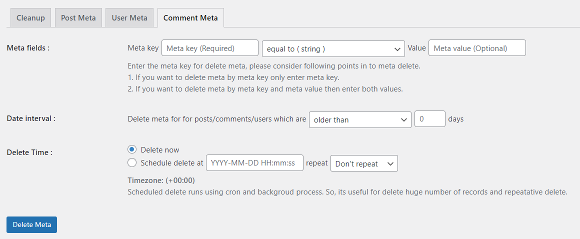 Comment Meta Menu option
