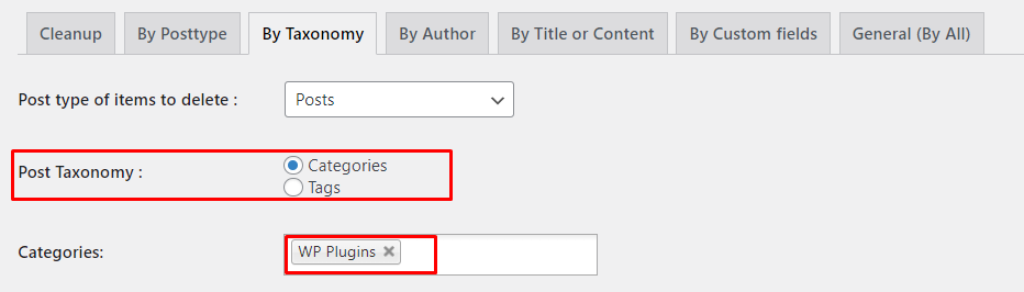 delete post by taxonomy