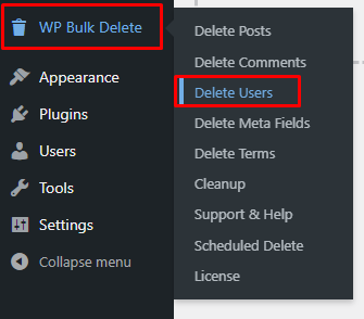 select users in wp bulk delete
